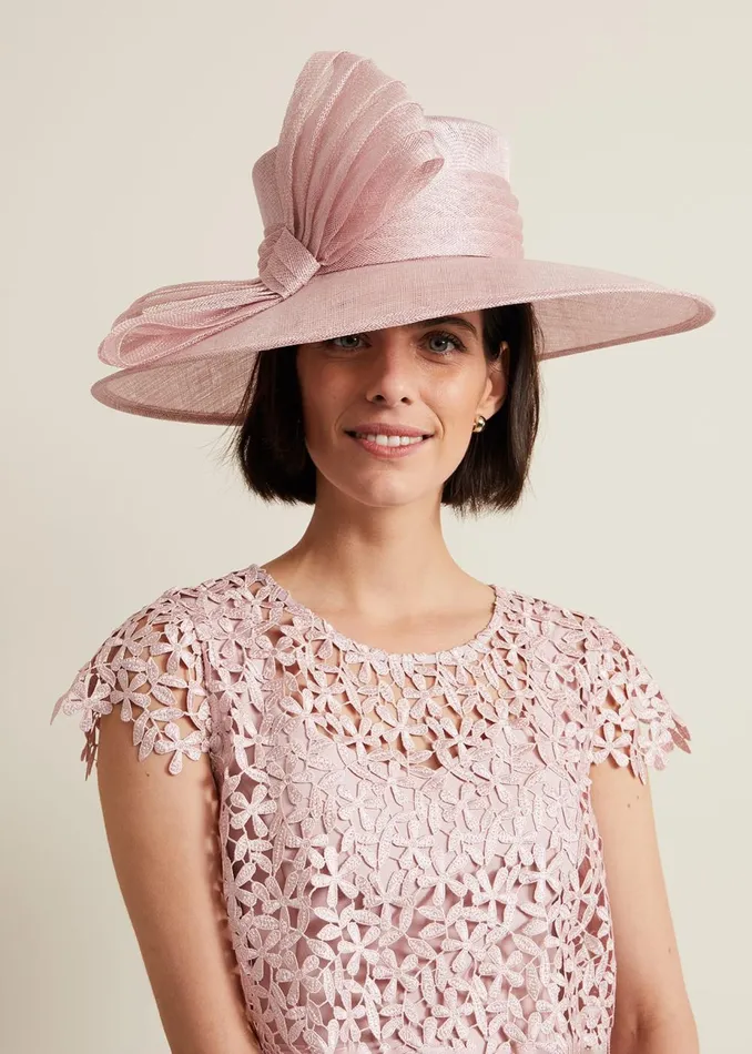 Women Phase Eight Fascinators and Hats Pleat Bow Hat Pale Pink