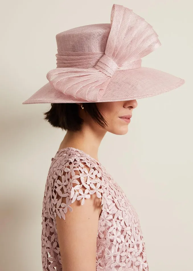 Women Phase Eight Fascinators and Hats Pleat Bow Hat Pale Pink