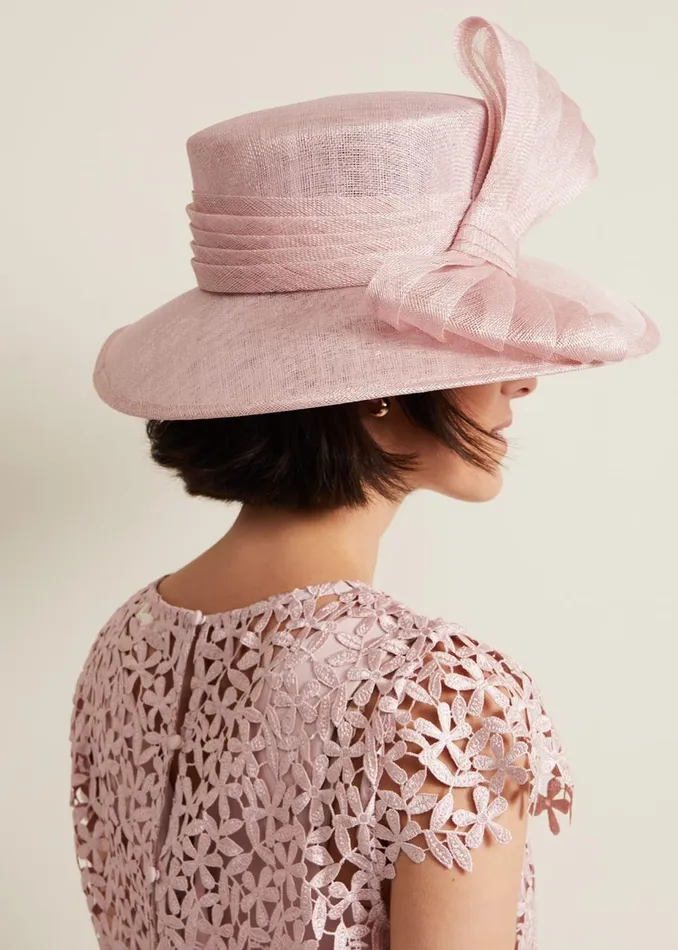 Women Phase Eight Fascinators and Hats Pleat Bow Hat Pale Pink