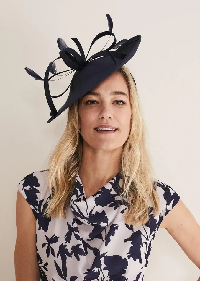 Women Phase Eight Fascinators and Hats Shantung Oval Disc Fascinator Navy
