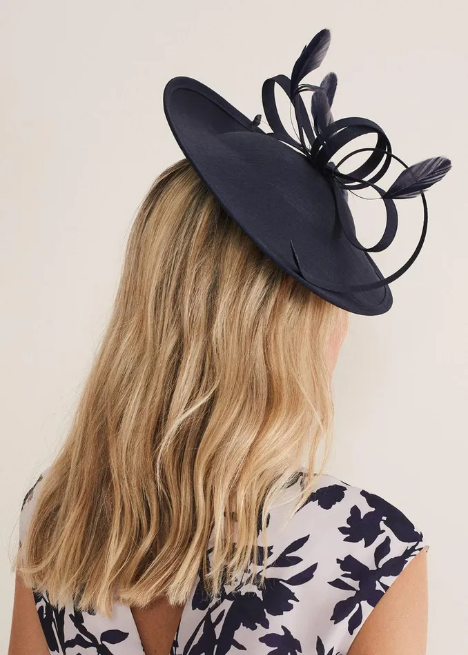 Women Phase Eight Fascinators and Hats Shantung Oval Disc Fascinator Navy