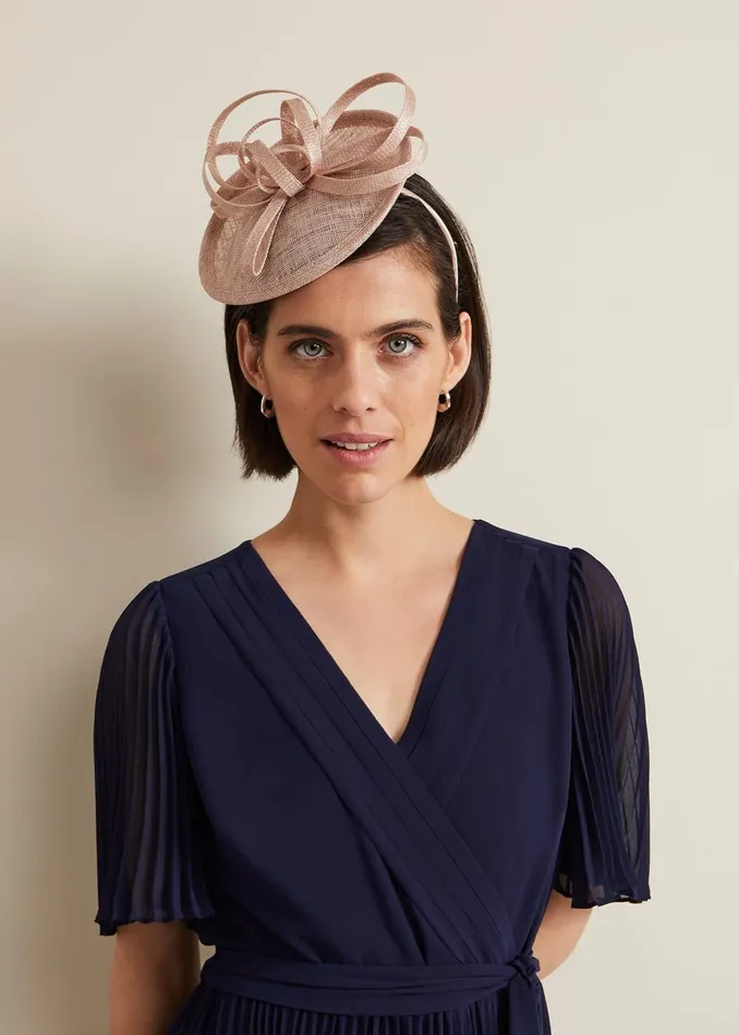 Women Phase Eight Fascinators and Hats Twist Top Mini Disc Fascinator Neutral