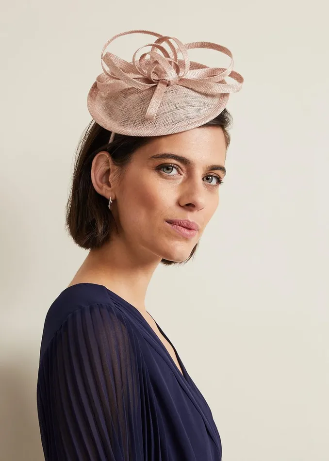 Women Phase Eight Fascinators and Hats Twist Top Mini Disc Fascinator Neutral