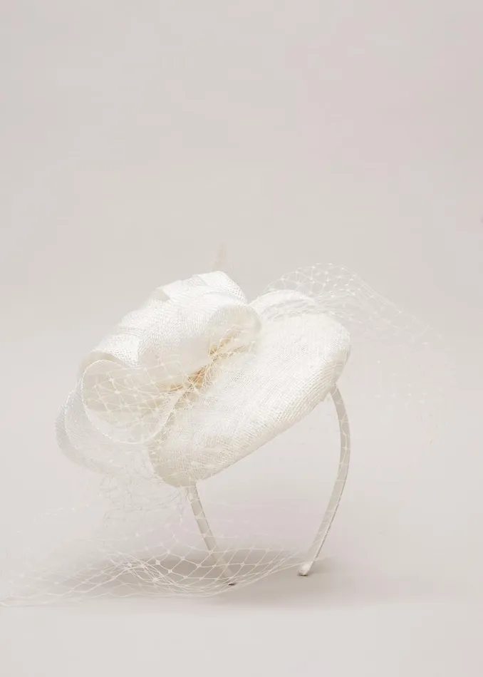 Women Phase Eight Fascinators and Hats Veiled Twist Top Pillbox Fascinator Ivory