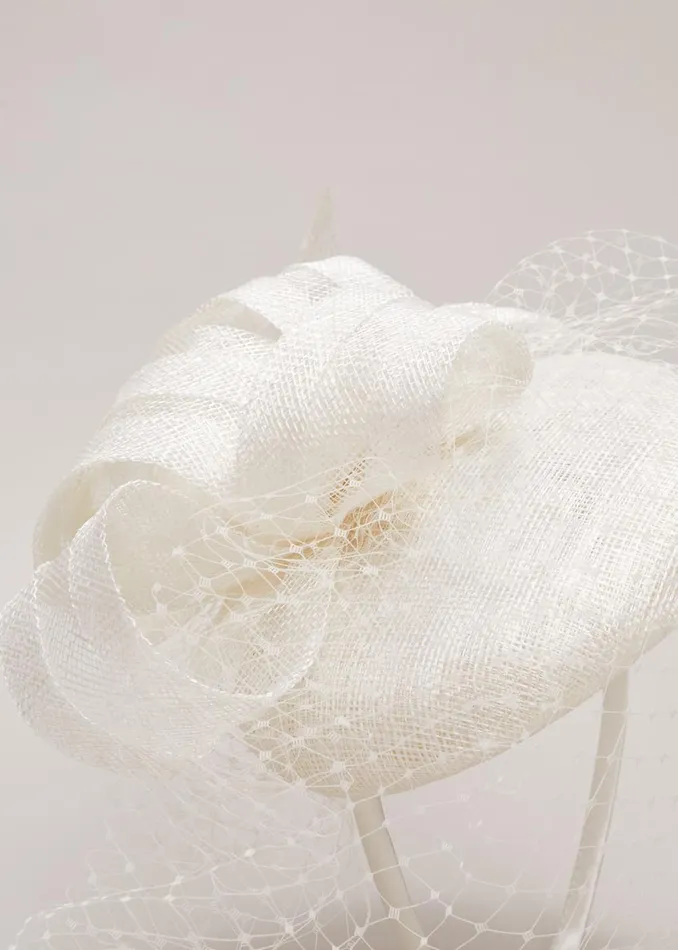 Women Phase Eight Fascinators and Hats Veiled Twist Top Pillbox Fascinator Ivory
