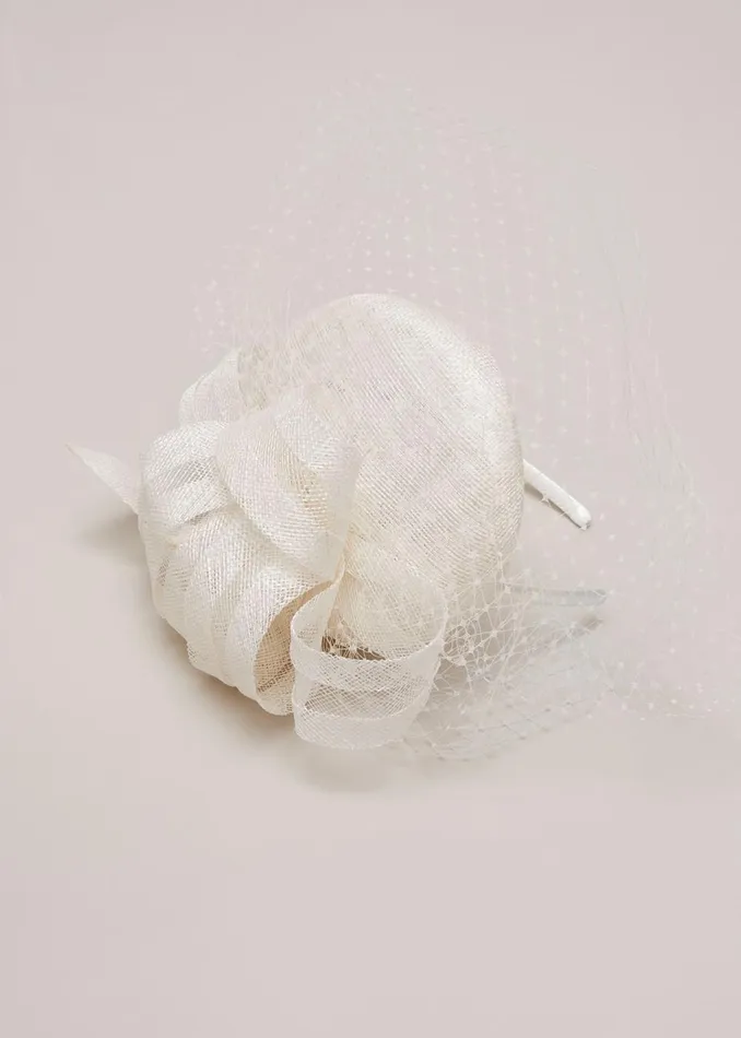 Women Phase Eight Fascinators and Hats Veiled Twist Top Pillbox Fascinator Ivory