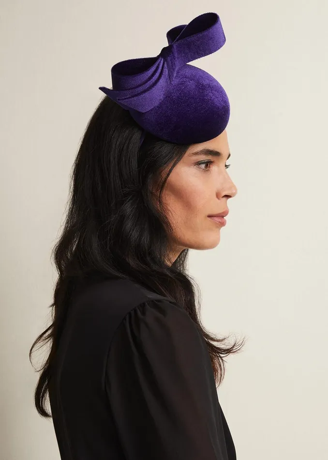 Women Phase Eight Fascinators and Hats Velvet Bow Pillbox Fascinator Cobalt