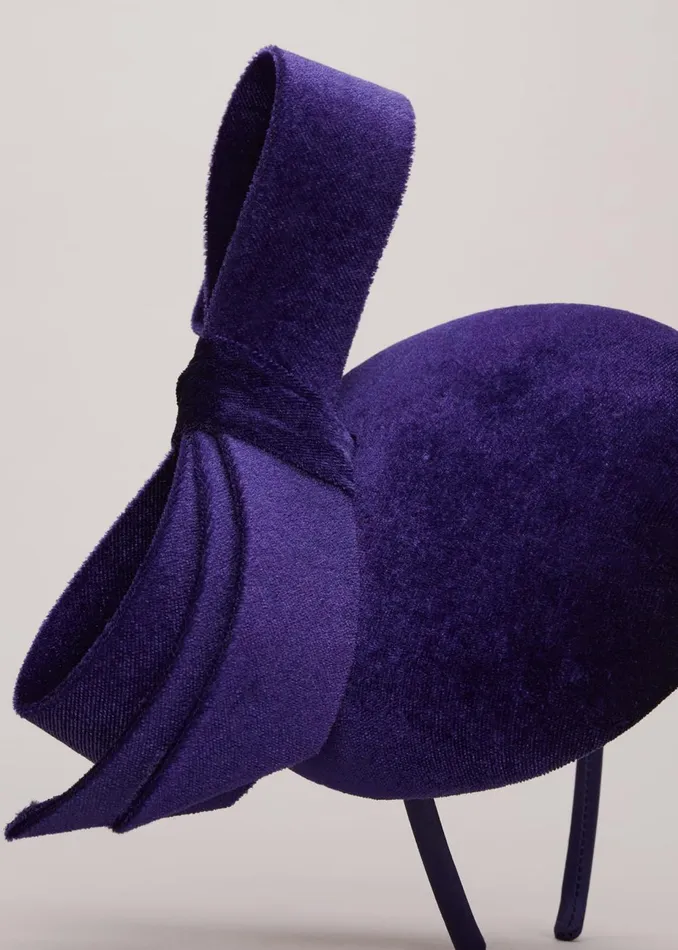 Women Phase Eight Fascinators and Hats Velvet Bow Pillbox Fascinator Cobalt
