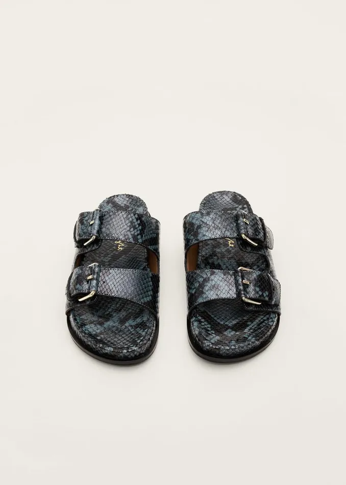 Women Phase Eight Flats Animal Double Buckle Sandal Teal