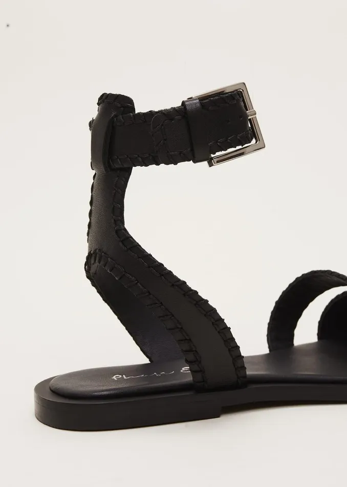 Women Phase Eight Flats Black Leather Flat Sandals Black