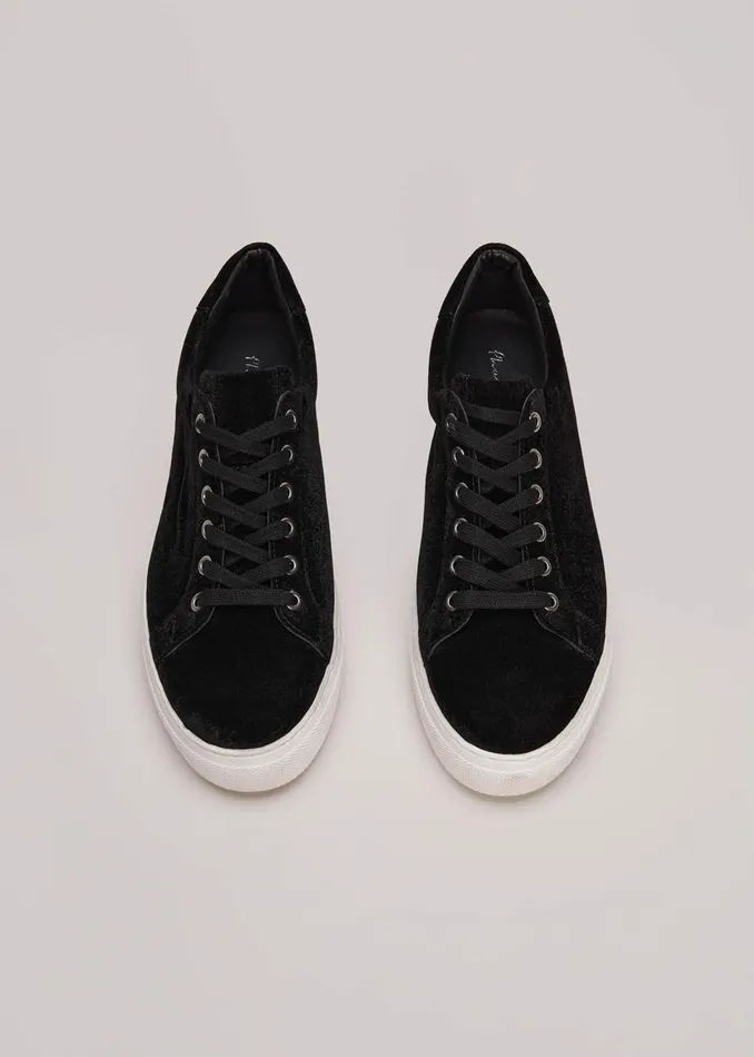 Women Phase Eight Flats Black Velvet Trainers Black