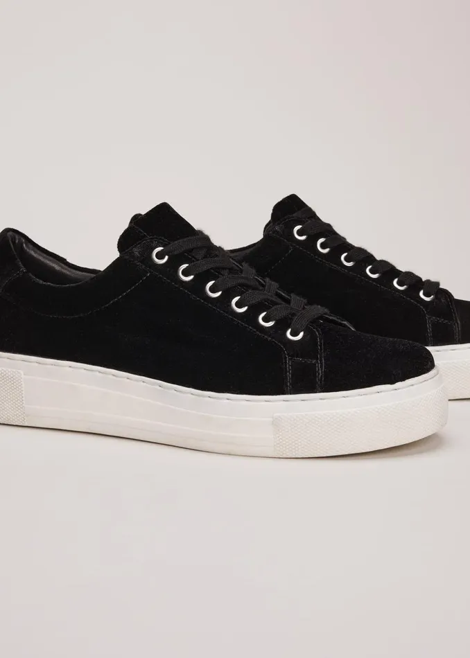 Women Phase Eight Flats Black Velvet Trainers Black