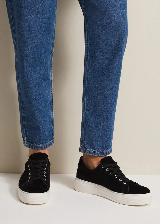 Women Phase Eight Flats Black Velvet Trainers Black