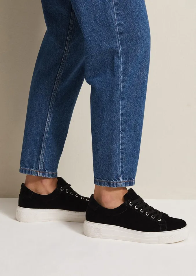 Women Phase Eight Flats Black Velvet Trainers Black