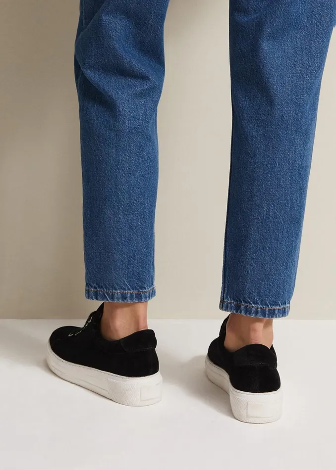 Women Phase Eight Flats Black Velvet Trainers Black