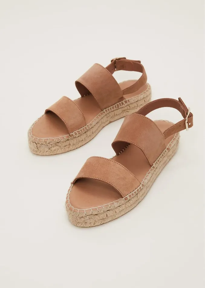 Women Phase Eight Flats Brown Suede Chunky Sandals Tan