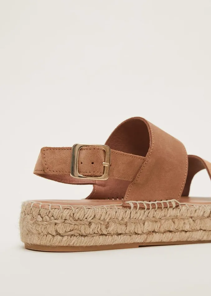 Women Phase Eight Flats Brown Suede Chunky Sandals Tan
