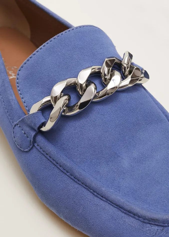 Women Phase Eight Flats Chain Detail Loafer Shoe Blue