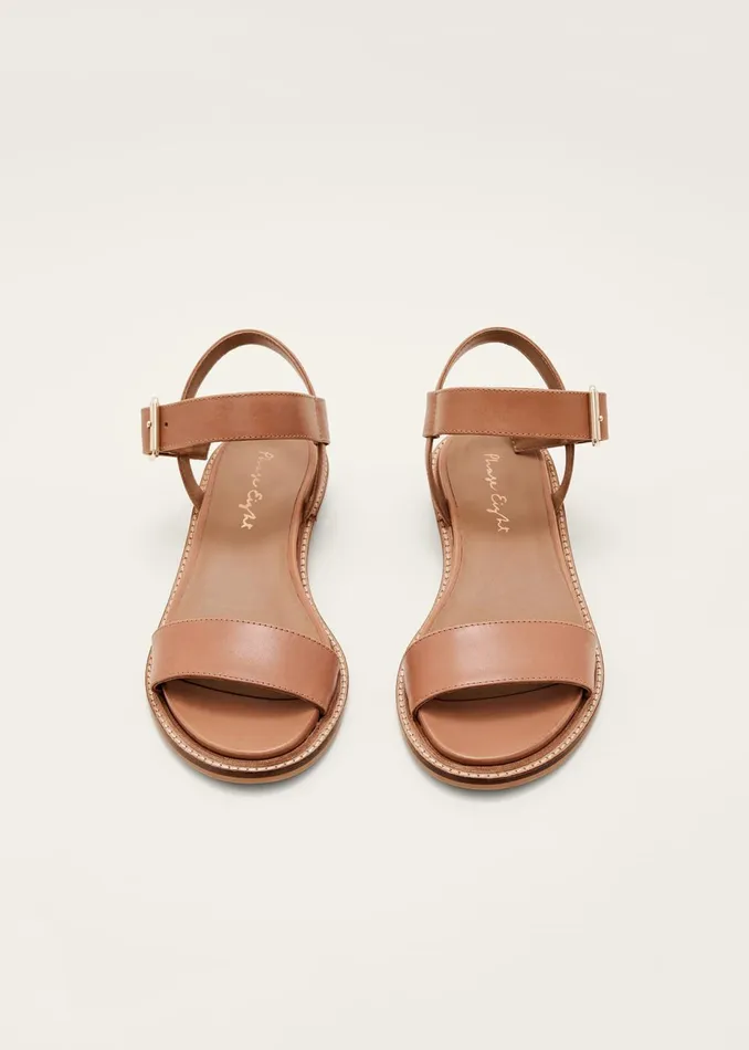 Women Phase Eight Flats Flat Buckle Sandal Tan