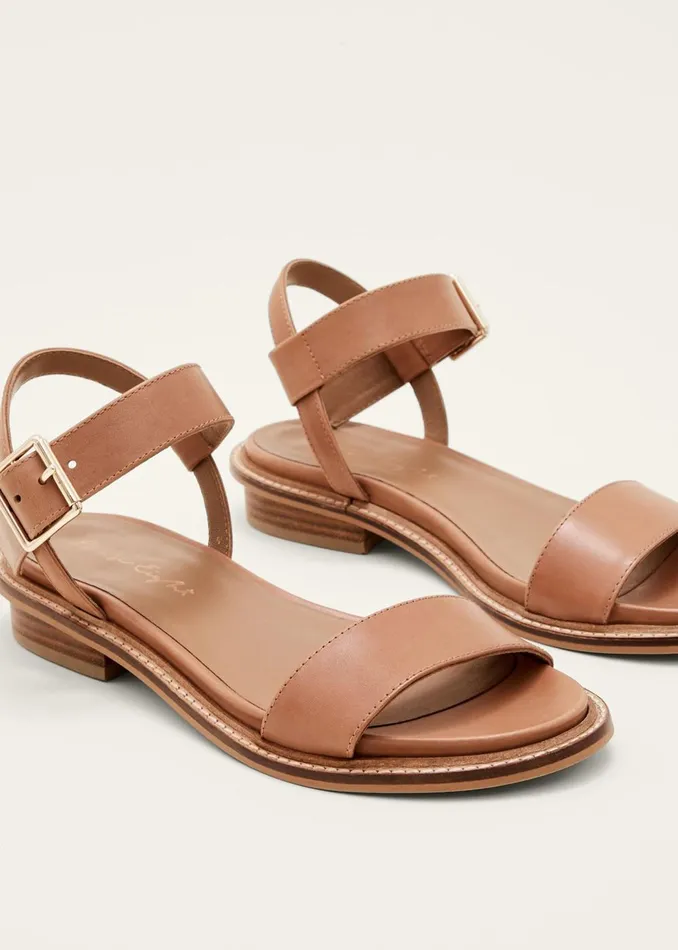 Women Phase Eight Flats Flat Buckle Sandal Tan