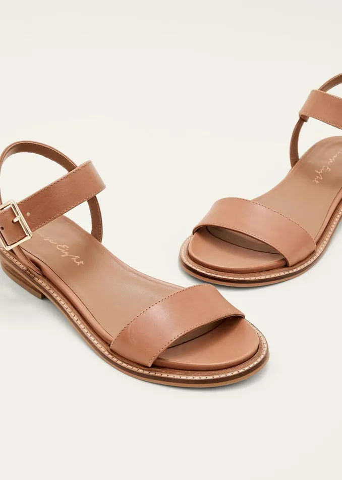 Women Phase Eight Flats Flat Buckle Sandal Tan