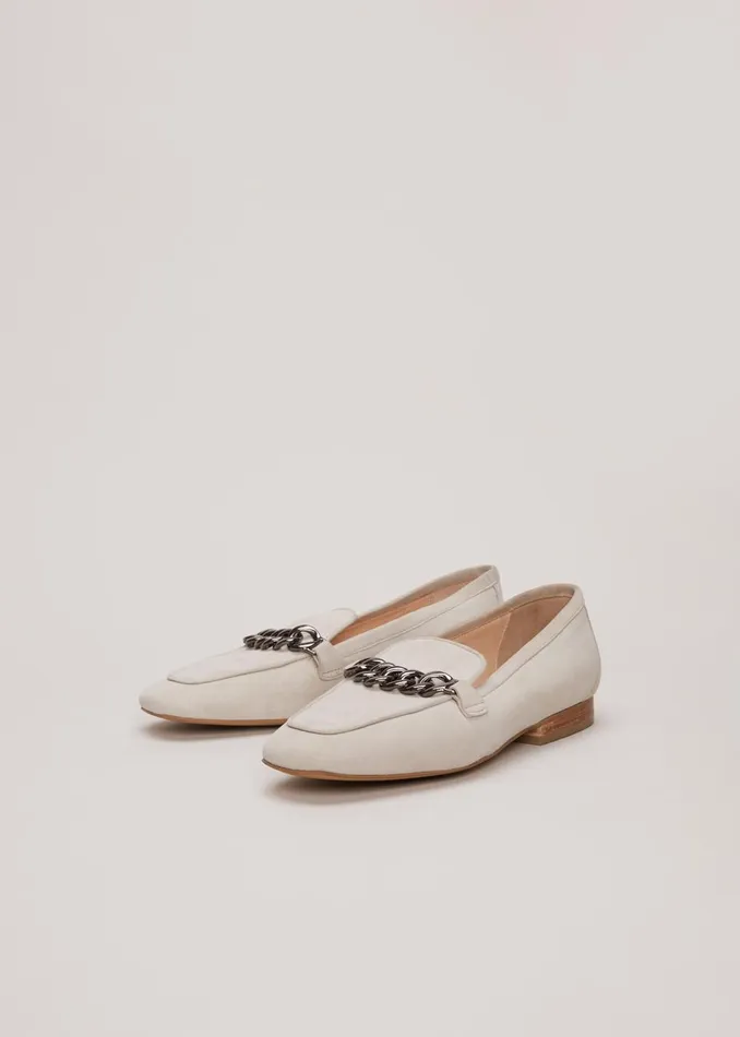 Women Phase Eight Flats Grey Chain Detail Loafers Light Grey