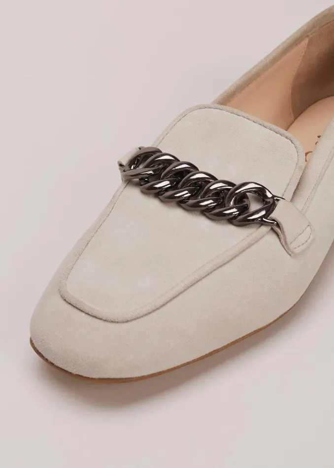Women Phase Eight Flats Grey Chain Detail Loafers Light Grey