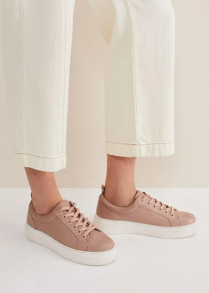 Women Phase Eight Flats Platform Trainers Light Pink
