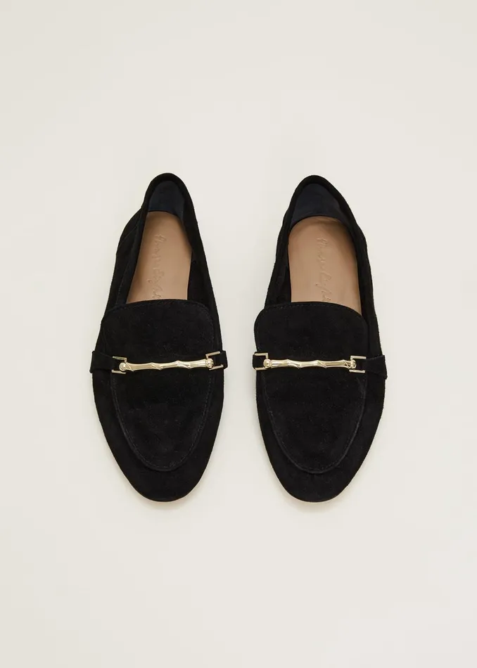 Women Phase Eight Flats Smart Trim Loafer Black