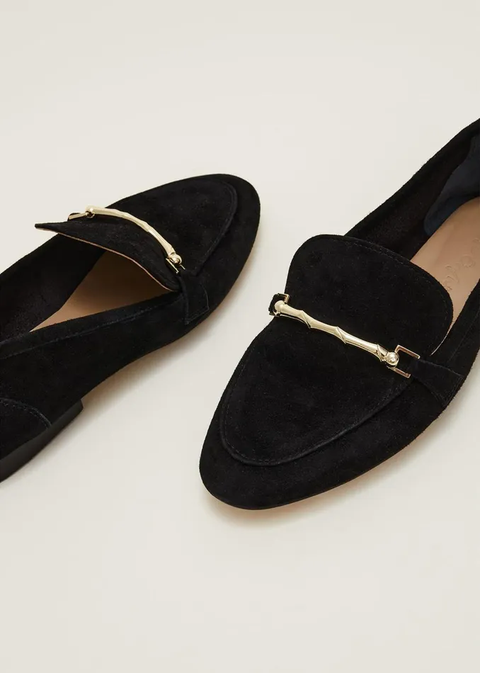 Women Phase Eight Flats Smart Trim Loafer Black