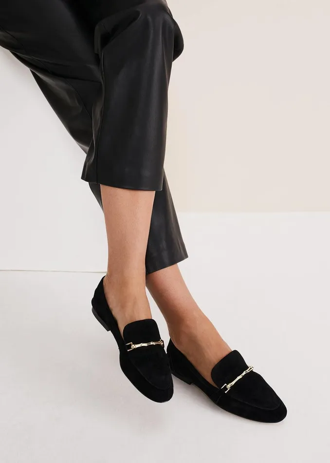 Women Phase Eight Flats Smart Trim Loafer Black