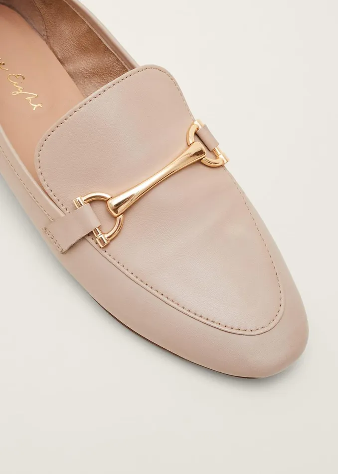 Women Phase Eight Flats TBar Leather Loafers Neutral