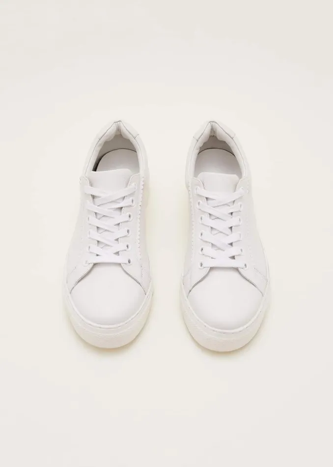 Women Phase Eight Flats White Leather Trainers White