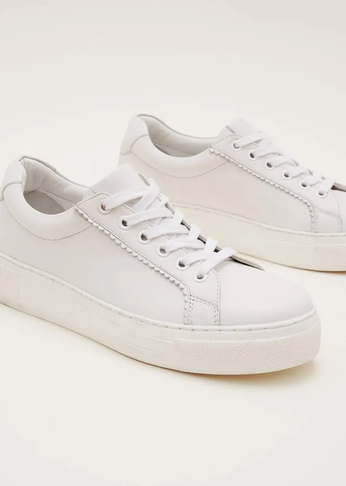 Women Phase Eight Flats White Leather Trainers White