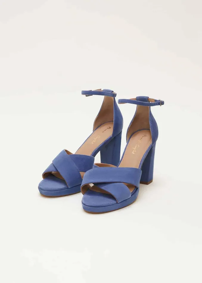Women Phase Eight Heels Blue Suede Platform Heels Cornflower