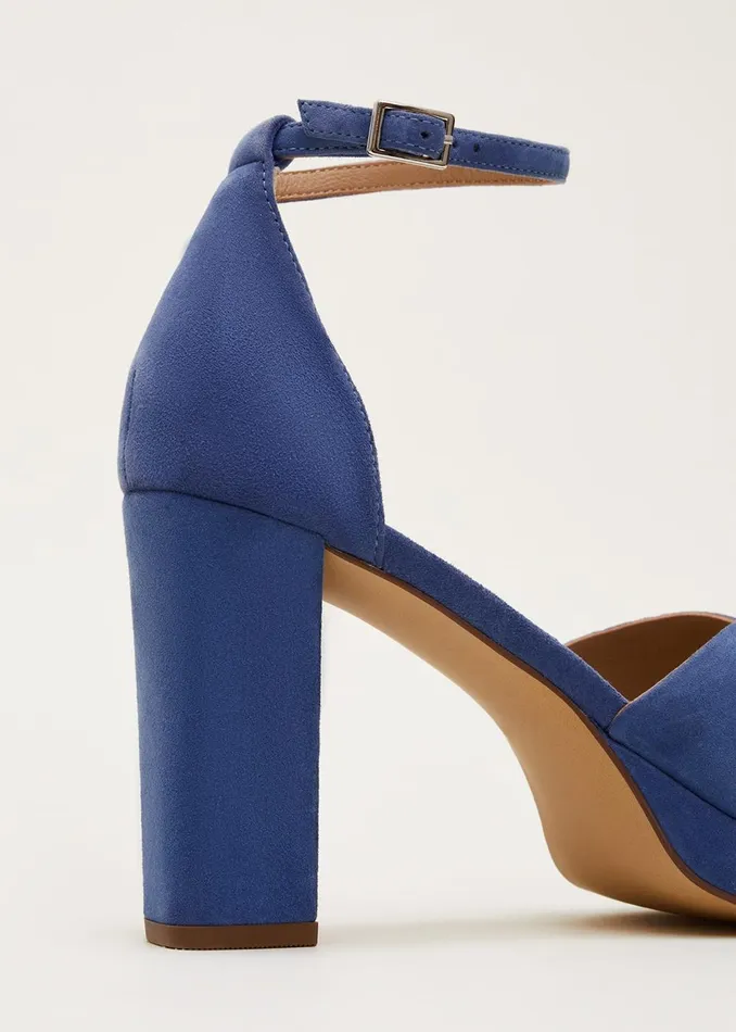 Women Phase Eight Heels Blue Suede Platform Heels Cornflower