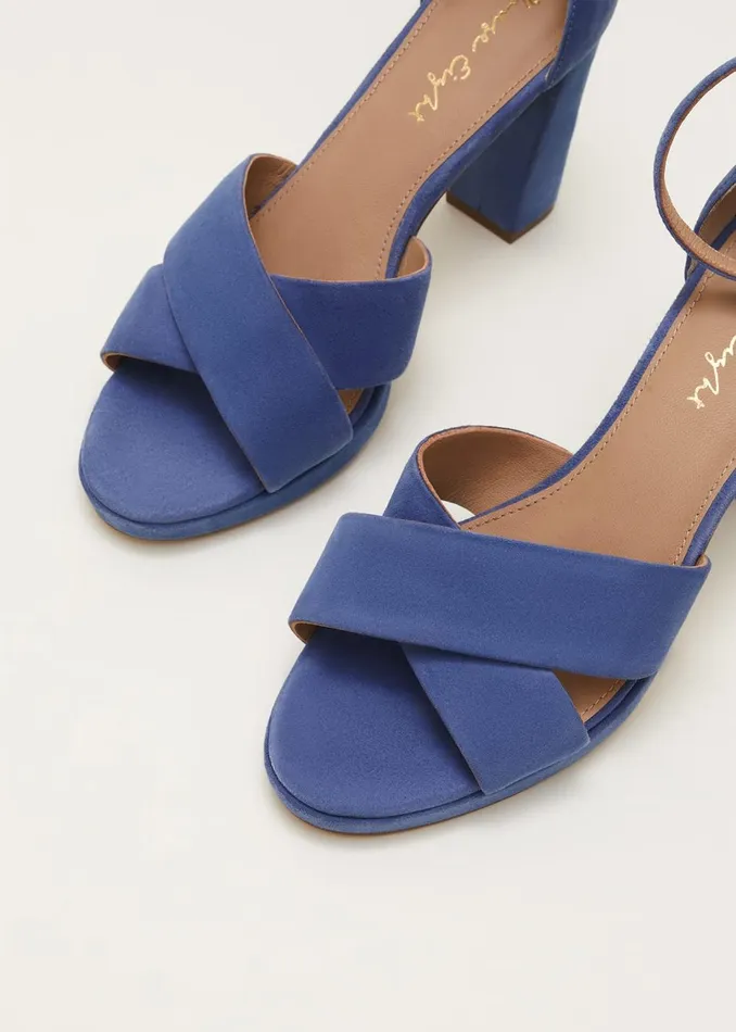 Women Phase Eight Heels Blue Suede Platform Heels Cornflower