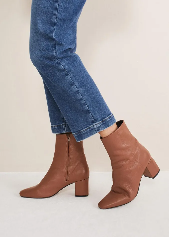 Women Phase Eight Heels Heeled Ankle Boots Tan