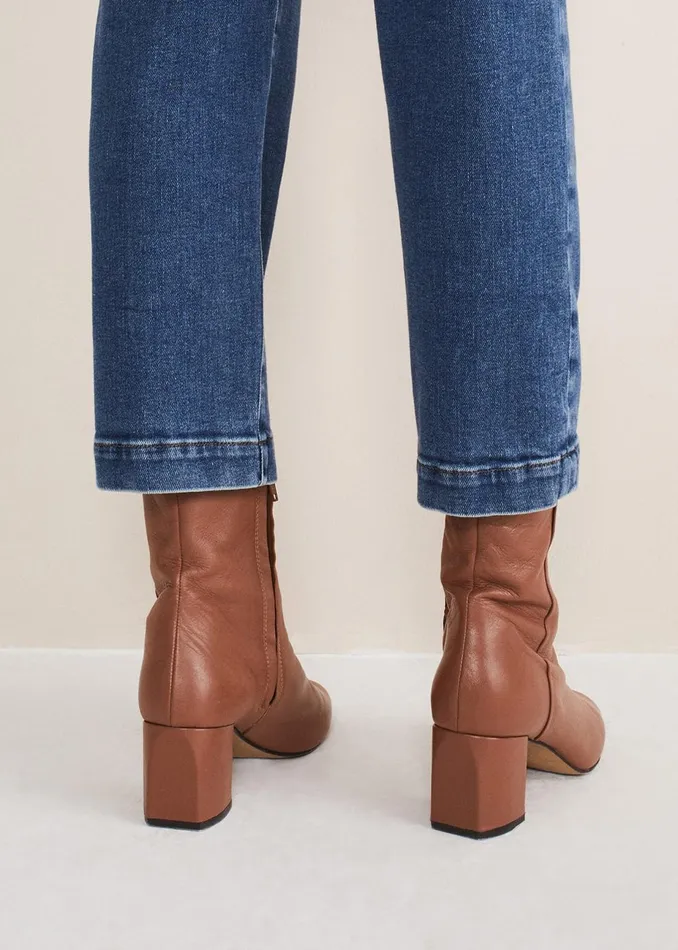Women Phase Eight Heels Heeled Ankle Boots Tan