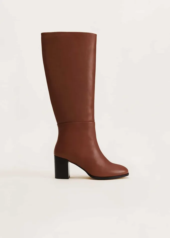 Women Phase Eight Heels Jordan Tan Leather Long Knee Boots Tan
