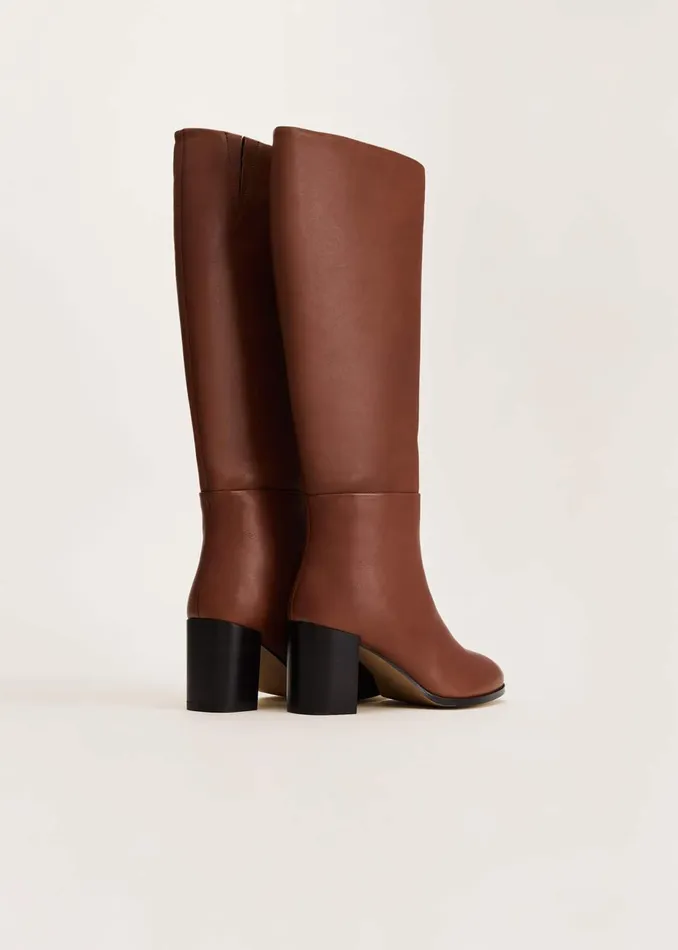 Women Phase Eight Heels Jordan Tan Leather Long Knee Boots Tan