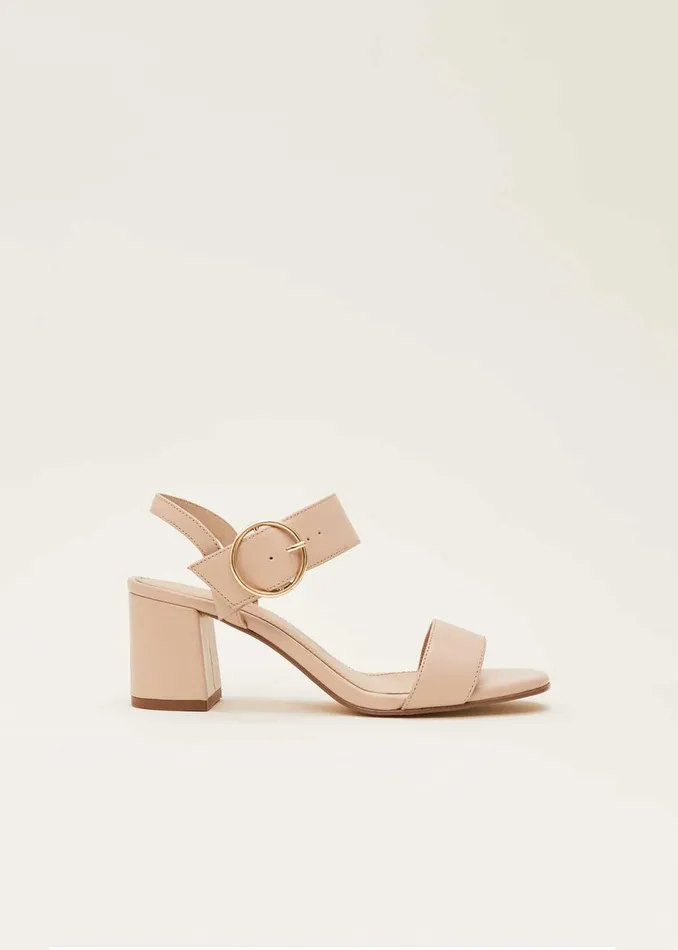 Women Phase Eight Heels Leather Buckle Sandals Neutral