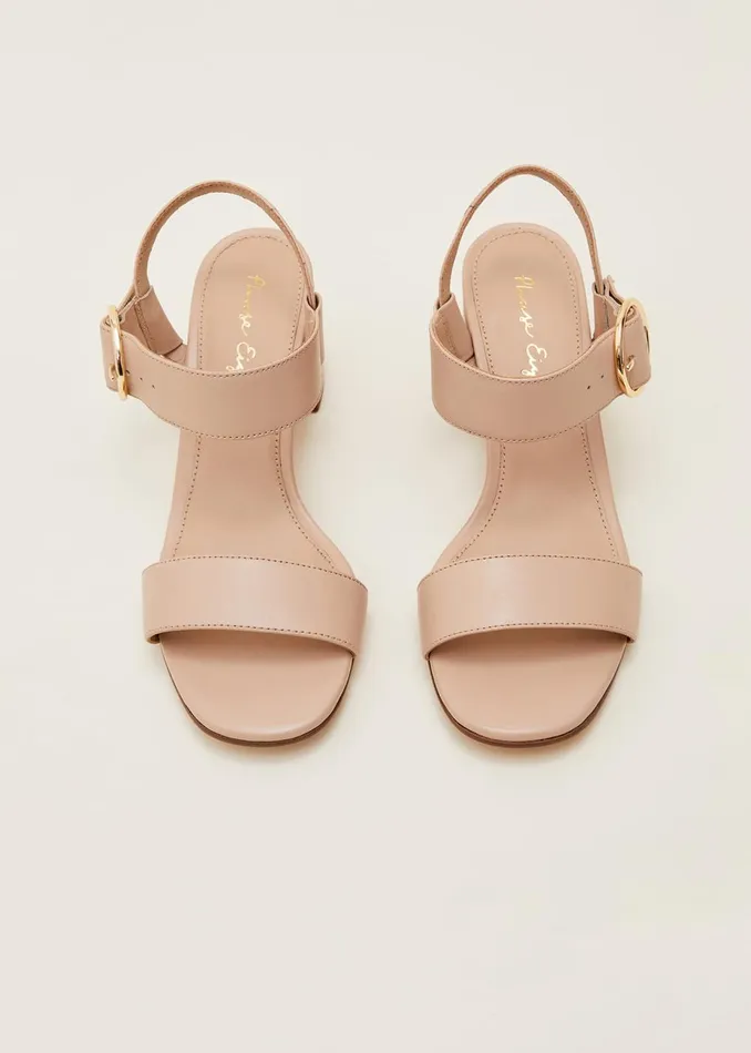 Women Phase Eight Heels Leather Buckle Sandals Neutral