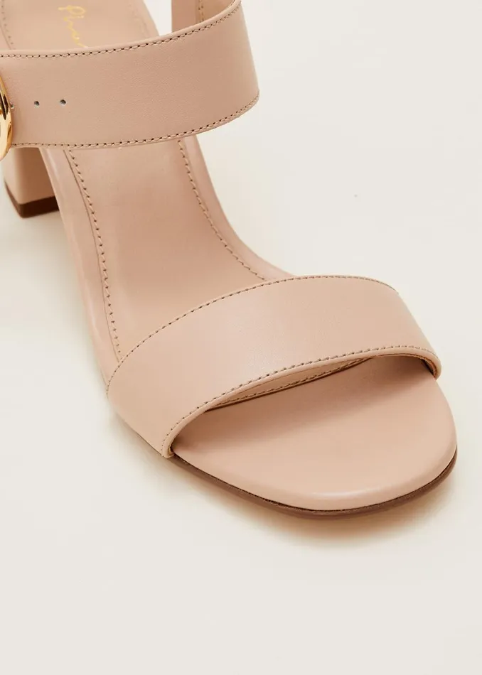 Women Phase Eight Heels Leather Buckle Sandals Neutral