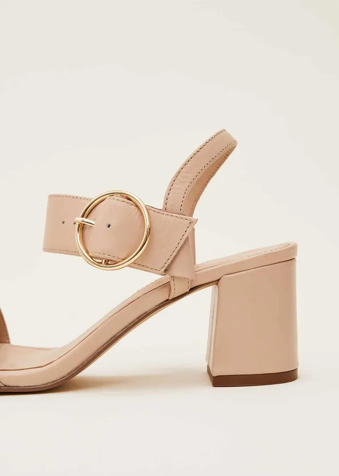 Women Phase Eight Heels Leather Buckle Sandals Neutral