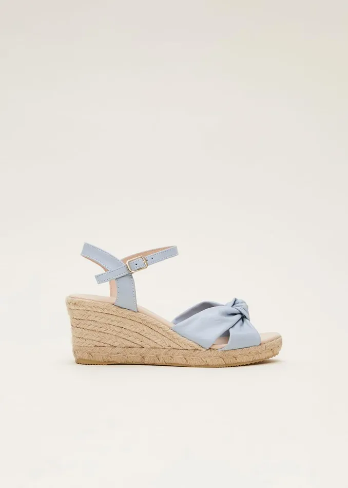 Women Phase Eight Heels Leather Knot Front Espadrilles Cornflower