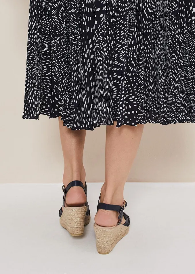 Women Phase Eight Heels Leather Knot Front Espadrilles Navy