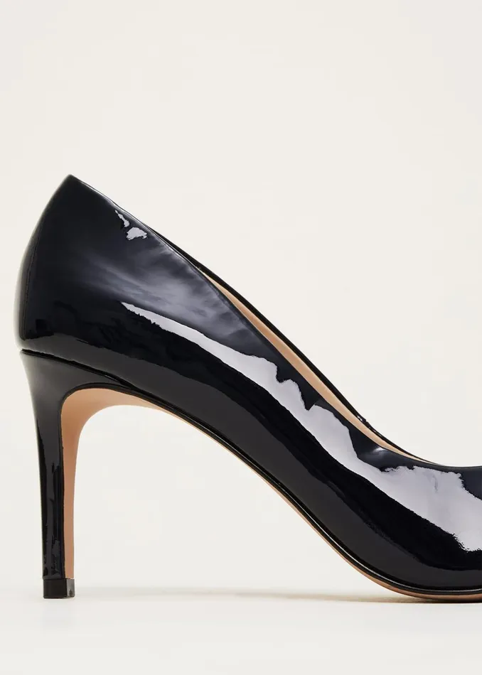 Women Phase Eight Heels Patent Bow Court Shoe Navy