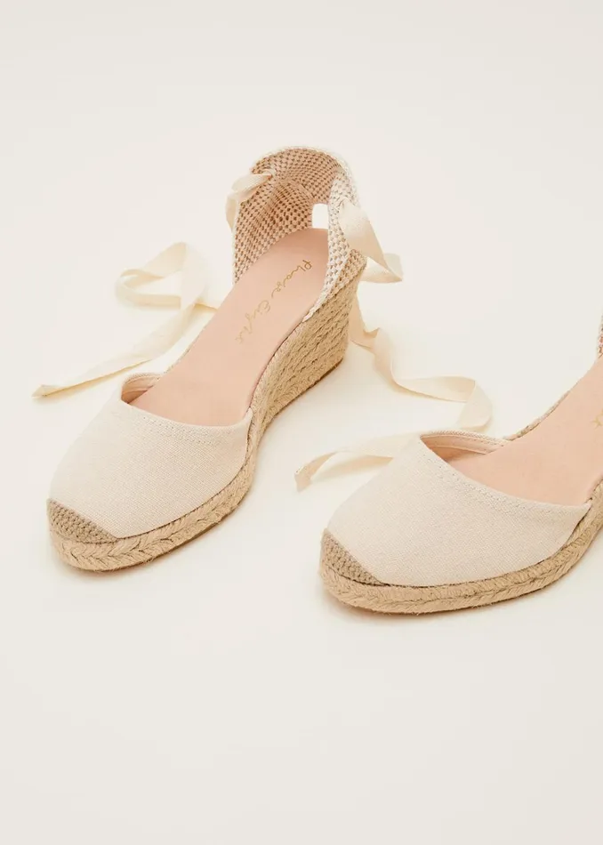 Women Phase Eight Heels Plain Tie Strap Espadrille Cream