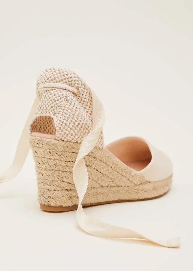 Women Phase Eight Heels Plain Tie Strap Espadrille Cream